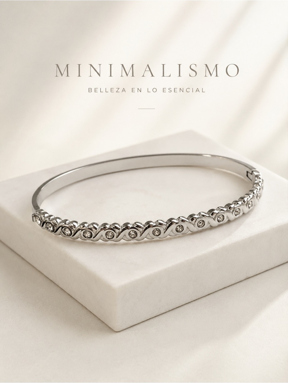Stainless Steel Twist Crystal Bangle Bracelet size 7